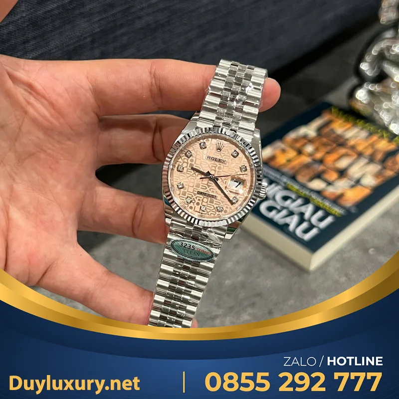 Đồng Hồ Rolex Datejust 126234 Mặt Số Vi Tính Màu Hồng Chế Tác Nhà Máy Clean 36Mm