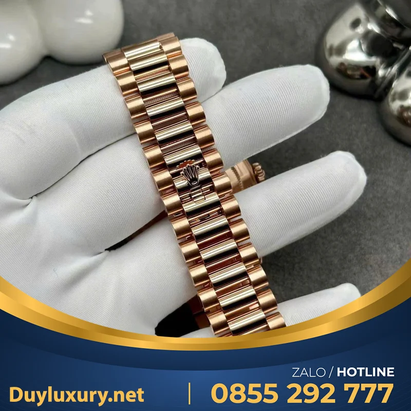 Đồng Hồ Rolex Day-Date Chế Tác Bọc Vàng Hồng 18K + Kim Cương Thiên Nhiên 40mm