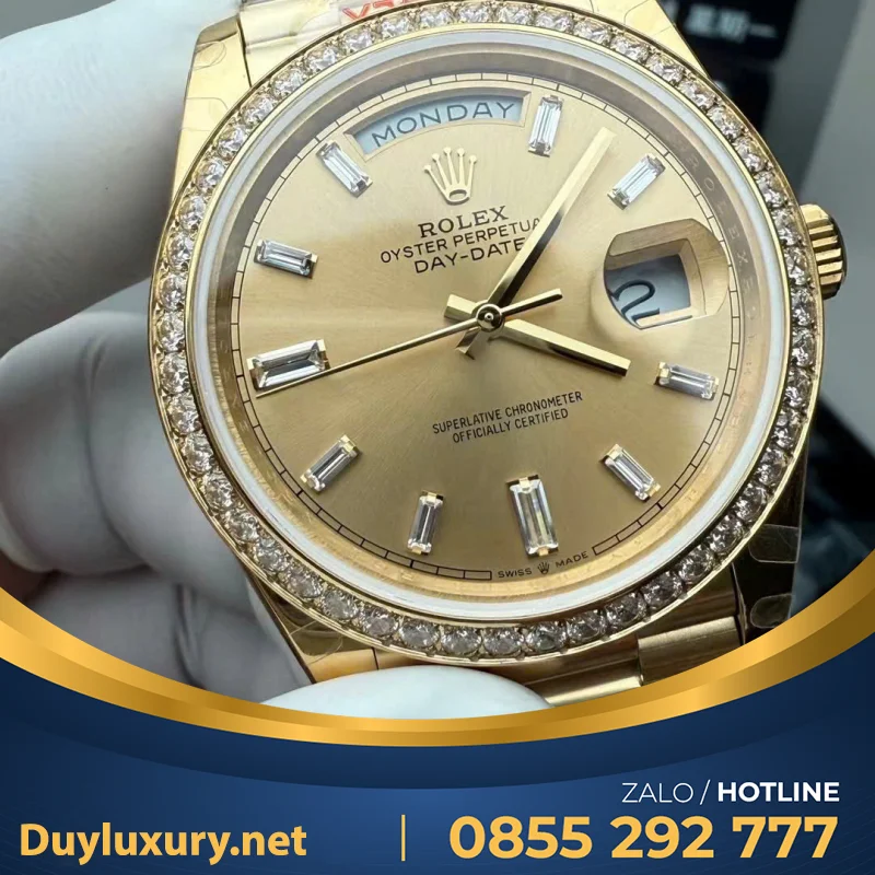 Đồng Hồ Rolex Day-Date Gold Ombre Chế Tác Nhà Máy QF Bản Nặng 40mm