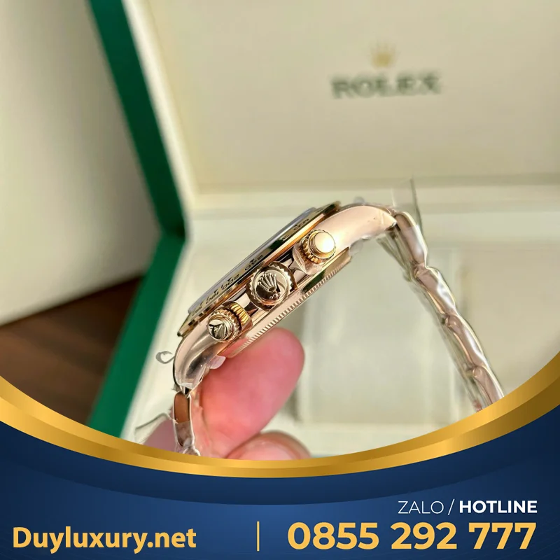 Đồng Hồ Rolex Daytona 116505 Vàng Hồng Cọc Số Đính Đá Nhà Máy Clean 40mm