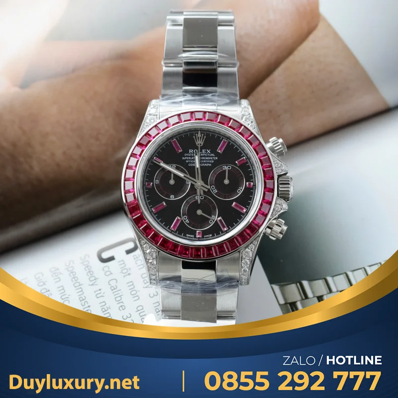 Đồng Hồ Rolex Daytona 126599TRU Vàng Trắng 18K Nguyên Khối + Ruby + Kim Cương Tự Nhiên 40mm