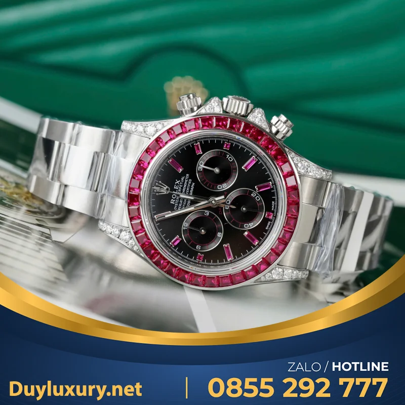 Đồng Hồ Rolex Daytona 126599TRU Vàng Trắng 18K Nguyên Khối + Ruby + Kim Cương Tự Nhiên 40mm
