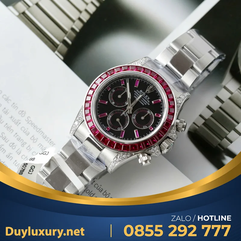 Đồng Hồ Rolex Daytona 126599TRU Vàng Trắng 18K Nguyên Khối + Ruby + Kim Cương Tự Nhiên 40mm