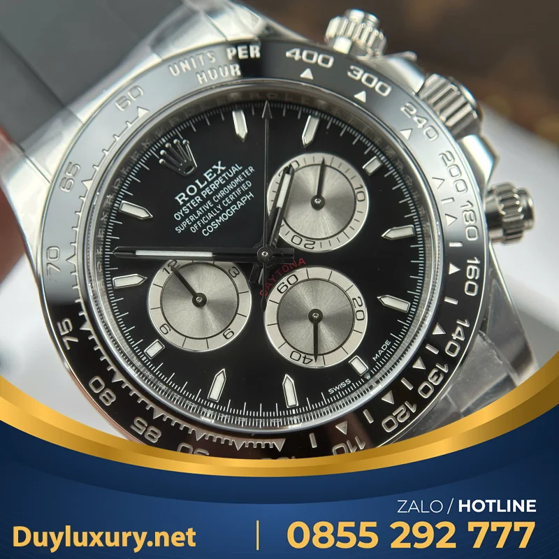 Đồng Hồ Rolex Nam Replica 11 Daytona 126519Ln Mặt Đen Cọc Số Đính Đá Xưởng Vs 40Mm