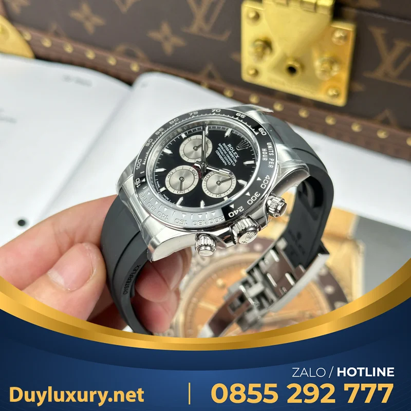 Đồng Hồ Rolex Nam Replica 11 Daytona 126519Ln Mặt Đen Cọc Số Đính Đá Xưởng Vs 40Mm