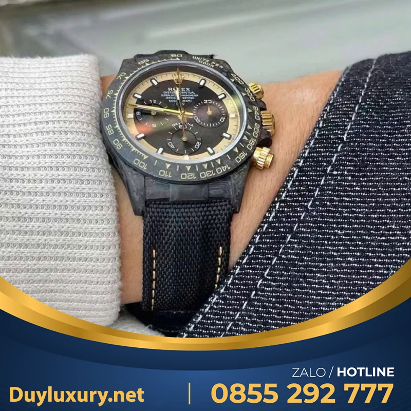 Đồng Hồ Rolex Replica Tốt Nhất Daytona Cosmograph Diw Carbon 40Mm