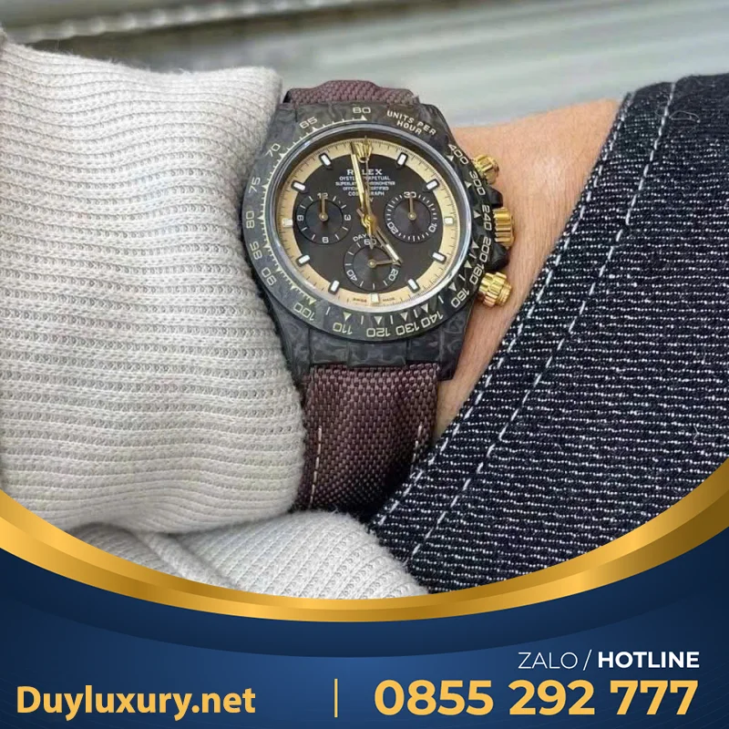 Đồng Hồ Rolex Replica Tốt Nhất Daytona Cosmograph Diw Carbon 40Mm