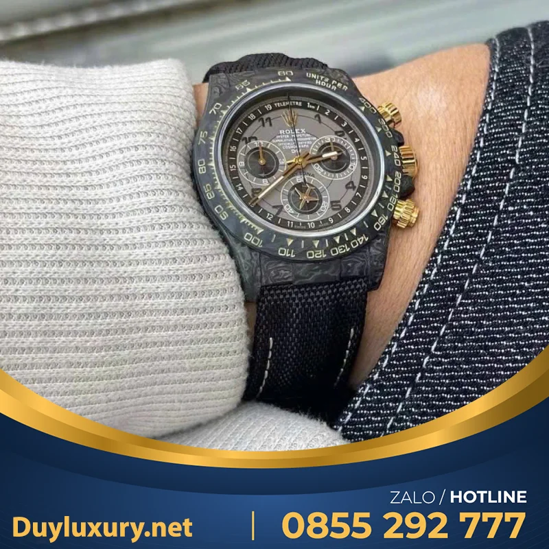 Đồng Hồ Rolex Replica Tốt Nhất Daytona Cosmograph Diw Carbon 40Mm