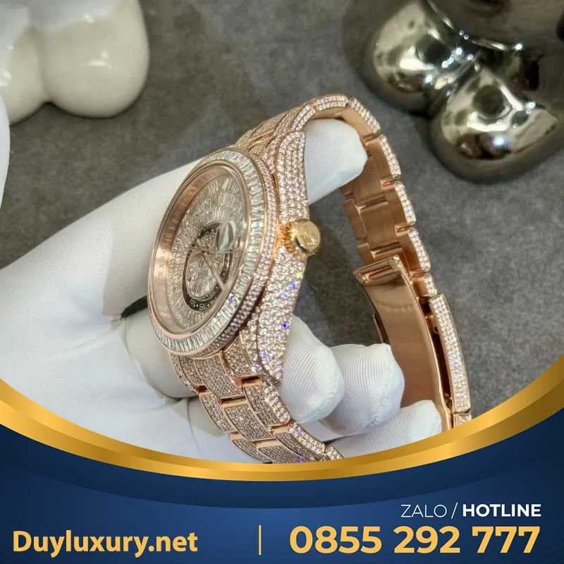 Đồng Hồ Rolex Sky Dweller 326959TBR Chế Tác Vàng Hồng 18k Kim Cương Thiên Nhiên 42mm