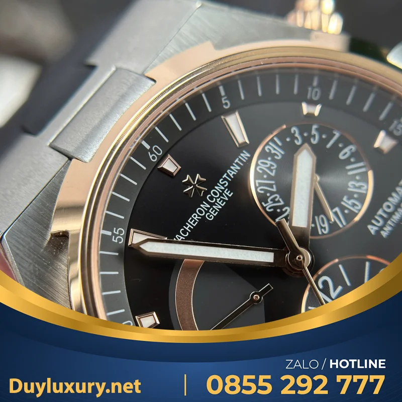 Đồng Hồ Vacheron Constantin Rep 11 Overseas Dual Time 47450 Demi Vàng Hồng Xưởng 9F 42mm