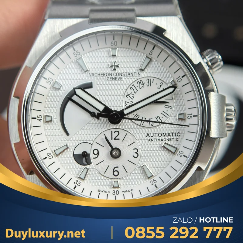 Đồng Hồ Vacheron Constantin Rep Cao Cấp Overseas Dual Time 47450 Màu Trắng 9F 42mm