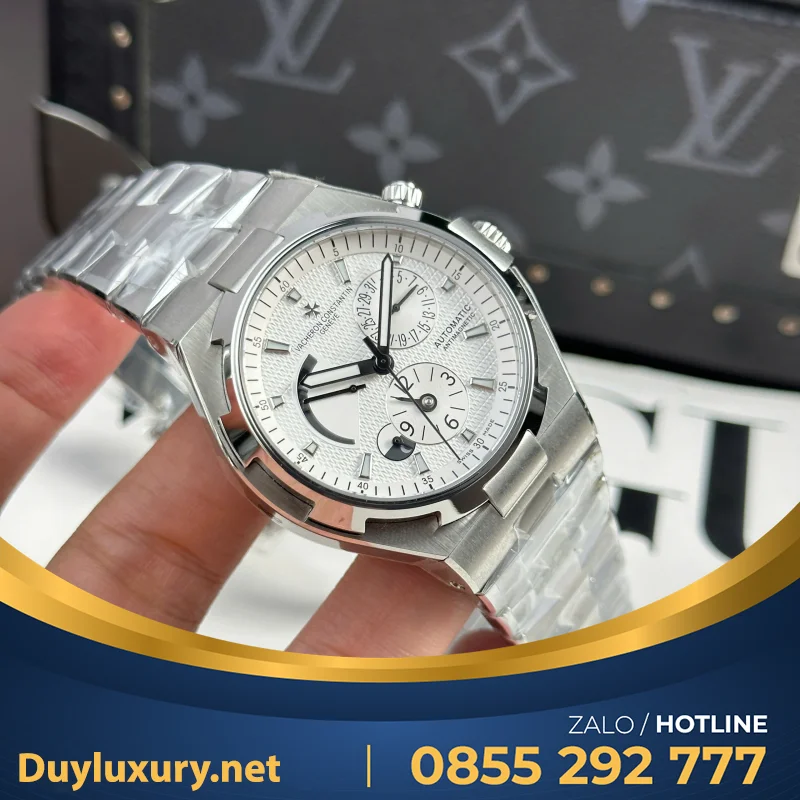 Đồng Hồ Vacheron Constantin Rep Cao Cấp Overseas Dual Time 47450 Màu Trắng 9F 42mm