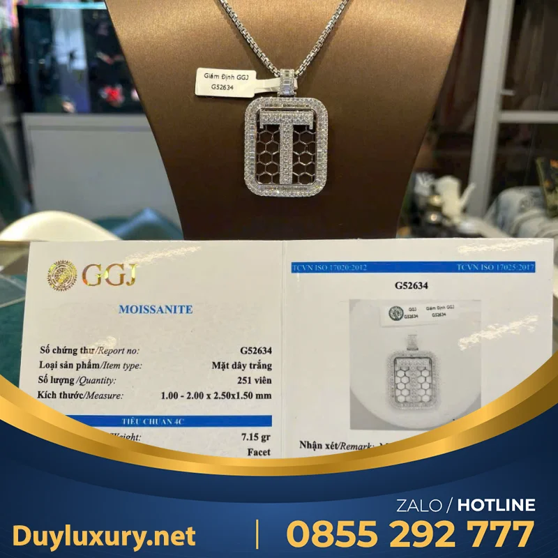 Mặt Dây Chữ T 10K Moissanite