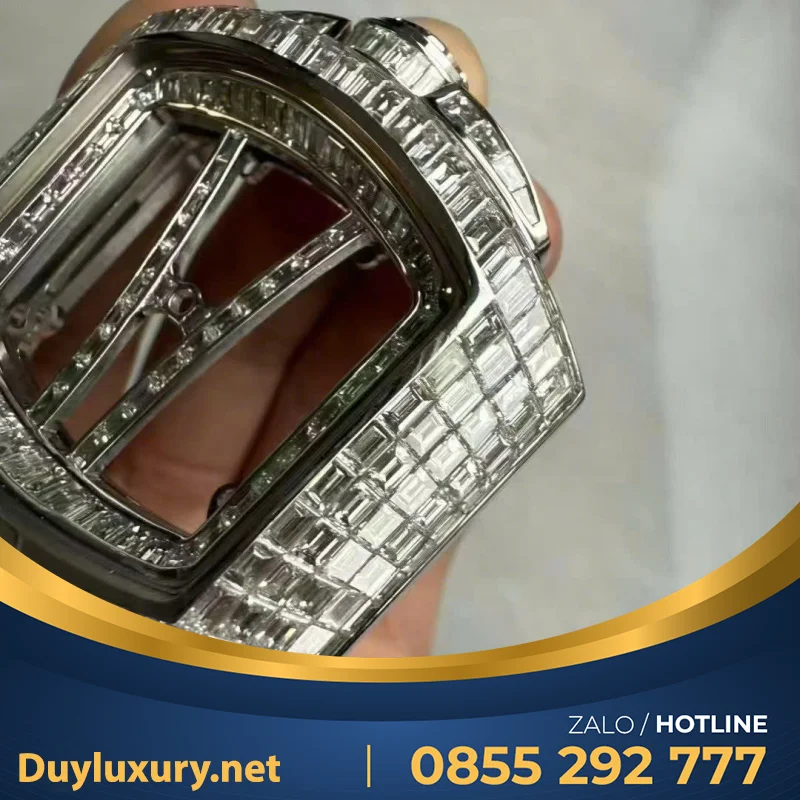 Mặt Đồng hồ Richard Mille Custom White Gold 18k Baguette Diamond