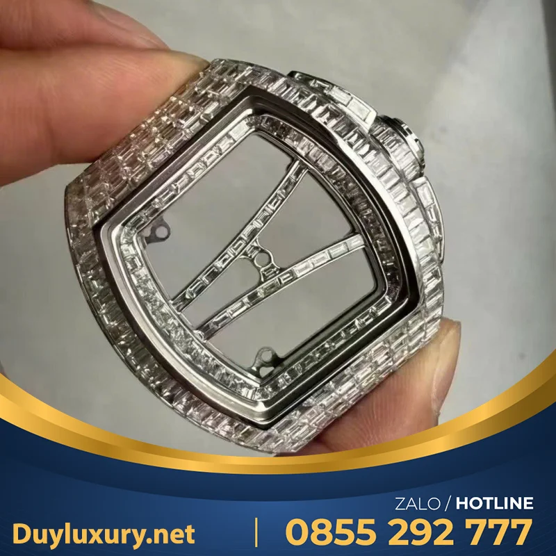 Mặt Đồng hồ Richard Mille Custom White Gold 18k Baguette Diamond