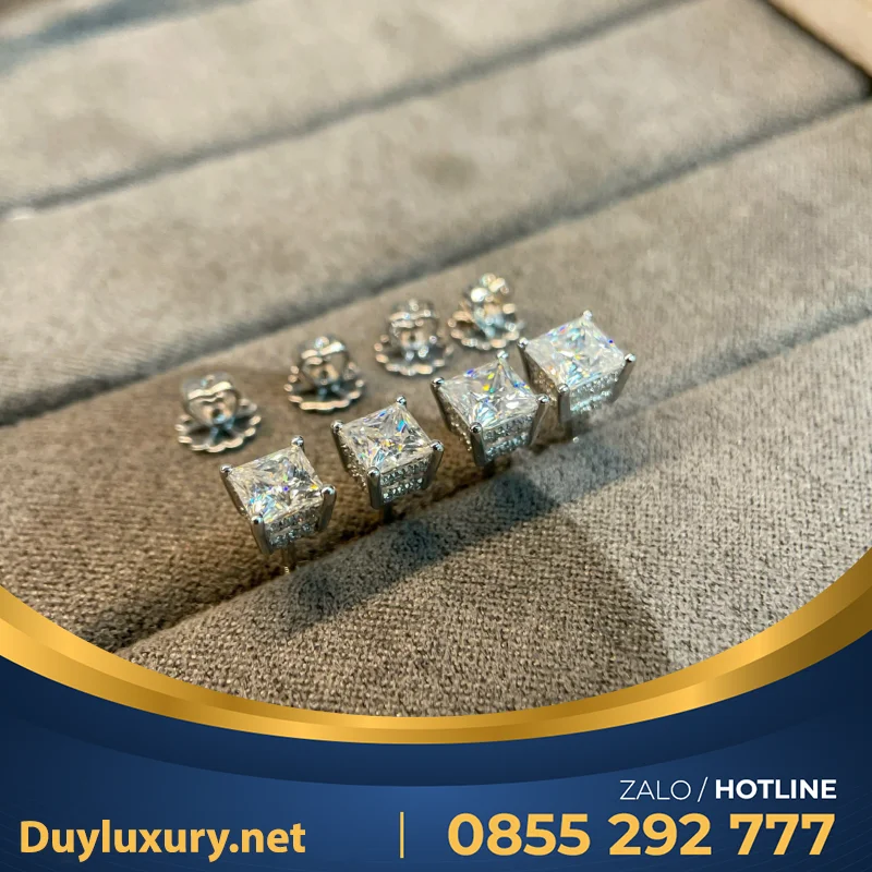 Bông Tai Vàng Trắng Moissanite