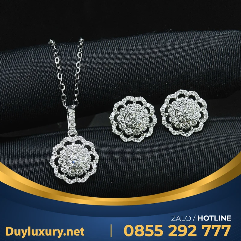 Combo Dây Chuyền - Bông Tai Hoa Mẫu 2