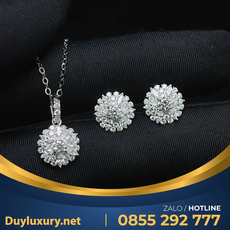 Combo Dây Chuyền - Bông Tai Hoa Mẫu 4