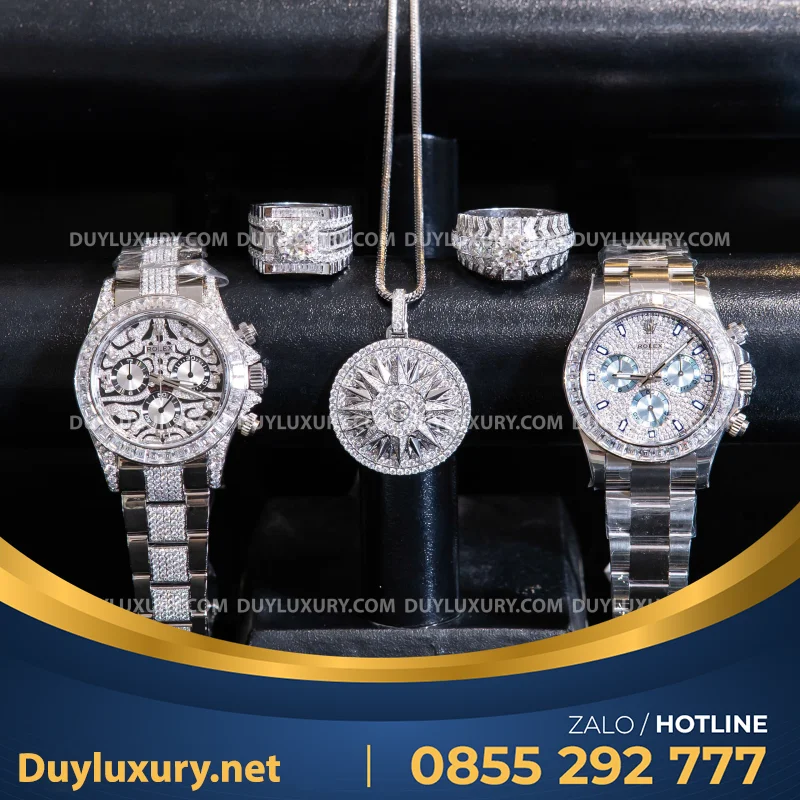 Combo Đồng Hồ + Vòng Cổ + Nhẫn Moissanite 1