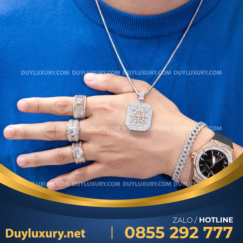 Combo Đồng Hồ + Vòng Cổ + Nhẫn Moissanite