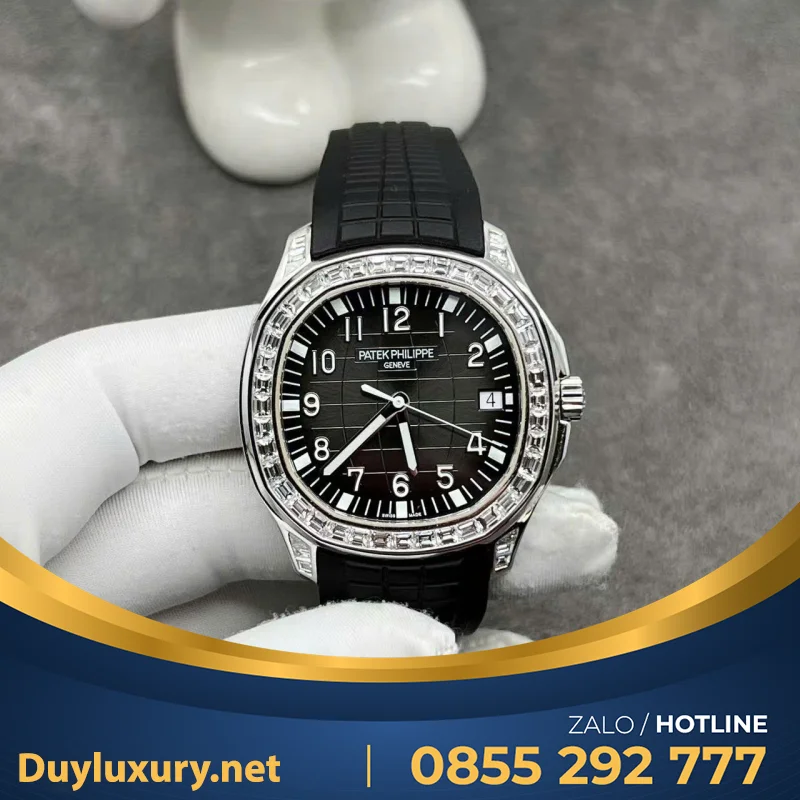 Đồng Hồ Chế Tác Patek Philippe Aquanaut 5167 Vàng Trăng 18k Kim Cương Thiên Nhiên Chuẩn Auth 40mm