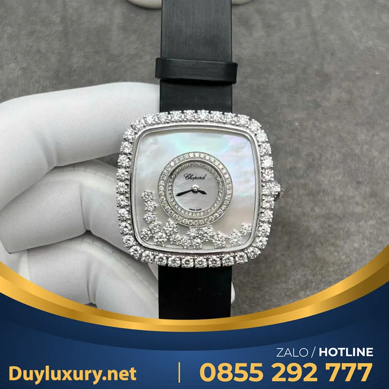 Đồng Hồ Chopard 204368-5001 Chế Tác Vàng Trắng 18k Kim Cương Thiên Nhiên 37.85X37.85mm