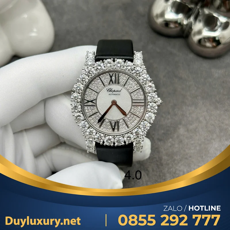 Đồng Hồ Chopard Chế Tác Vàng Trắng 18k Kim Cương Thiên Nhiên 34mm