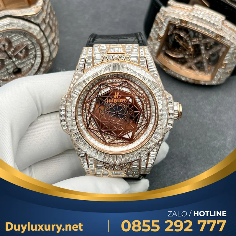 Đồng Hồ Hublot Big Bang Sang Bleu Vàng 18K Kim Cương Thiên Nhiên 44mm