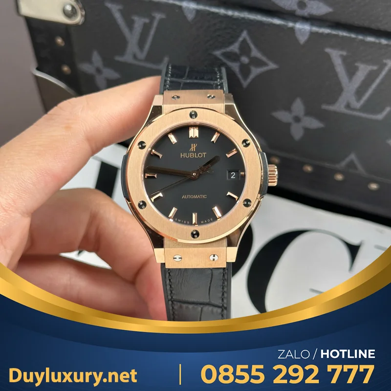 Đồng Hồ Hublot Classic Fusion King Gold Black Replica 1:1 Nhà Máy JJF 38mm