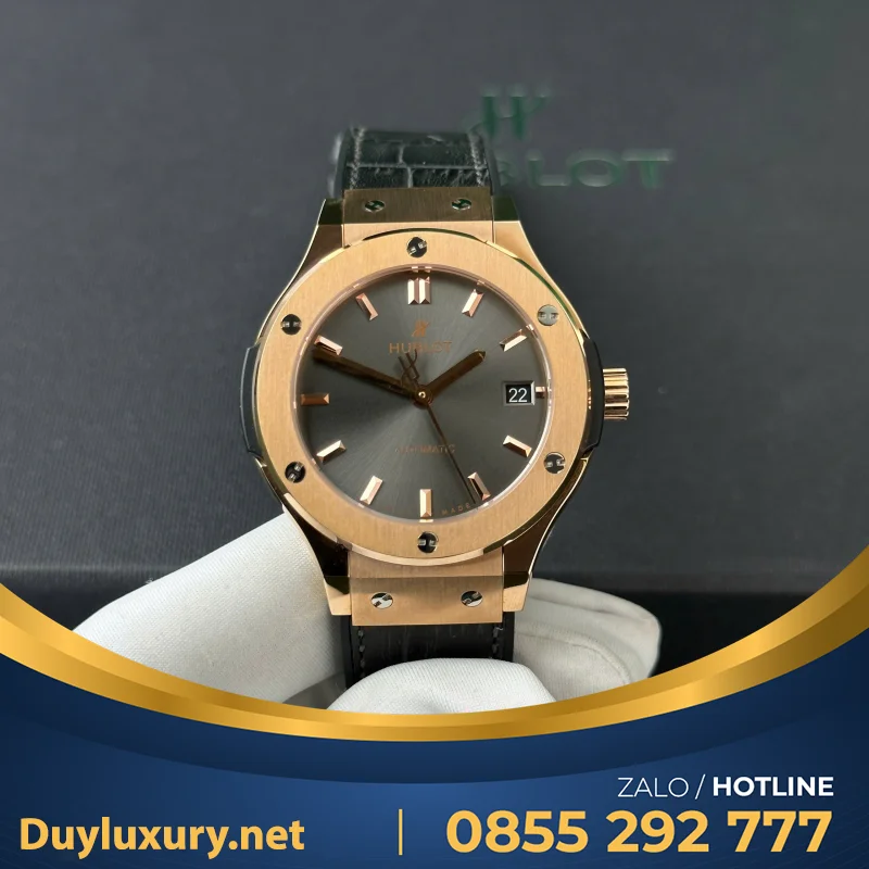 Đồng Hồ Hublot Classic Fusion King Gold Gray Replica 1:1 Nhà Máy JJF 38mm