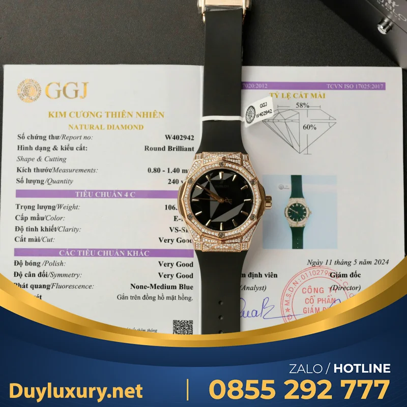 Đồng Hồ Hublot Orlinski King Gold Đính Full Kim Cương Tự Nhiên Replica 11 40mm