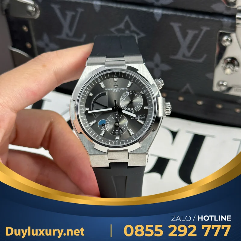 Đồng Hồ Nam Vacheron Constantin Replica 11 Overseas Dual Time 47450 Màu Xám Nhà Máy 9F 42mm