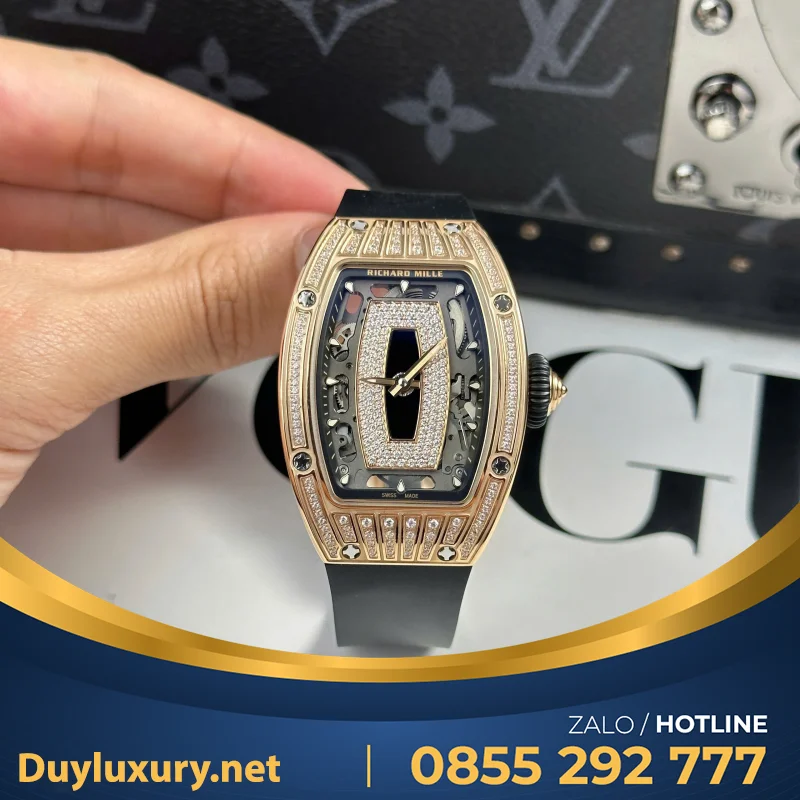 Đồng Hồ Nữ Richard Mille RM07-01 Chế Tác Vỏ Carbon Màu Vàng 32x46mm