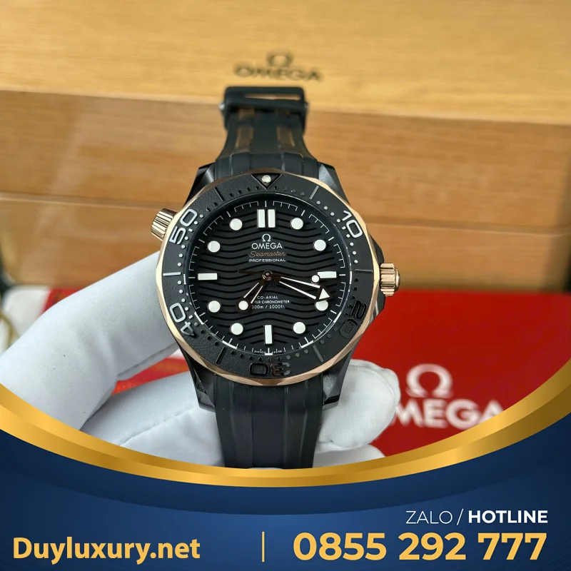 Đồng Hồ Omega Seamaster Diver 300M Replica 1:1 Mặt Số Đen viền gốm Ceramic VSF 42mm