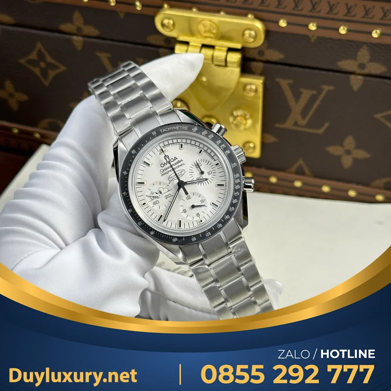 Đồng Hồ Omega Speedmaster Apollo 13 Silver Snoopy— Size 42Mm— Chạy Full Chức Năng Chronograph— Om Factory