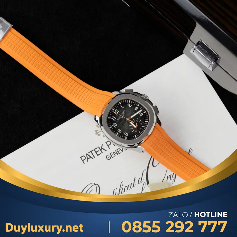 Đồng Hồ Patek Philippe Aquanaut 5968A Replica 11 Dây Cao Su Màu Cam 42.2mm