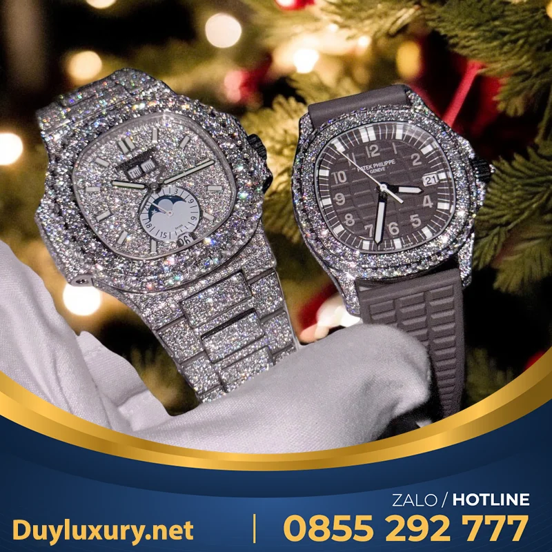 Đồng Hồ Patek Philippe Nautilus Và Aquanaut Độ Moissanite