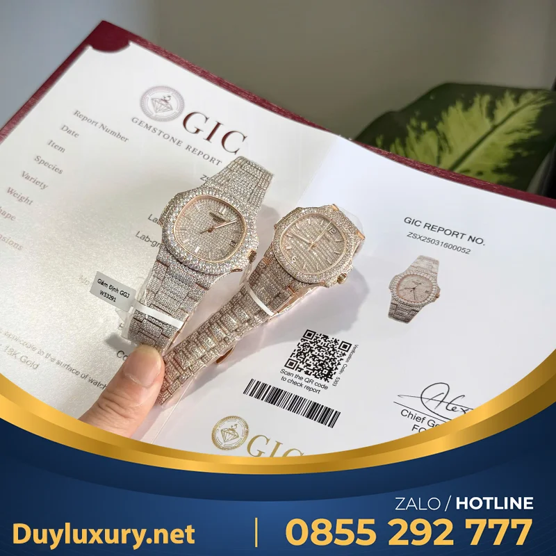 Đồng Hồ Patek Philippe Nautilus 7118 Chế Tác Bọc Vàng + Đính Kim Cương Moissanite 35.2mm