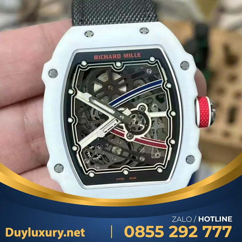 Đồng Hồ Richard Mille Chế Tác RM67-02 Vỏ Carbon Màu Trắng Siêu Nhẹ Trọng Lượng 37 Grams 38.7×47.52mm