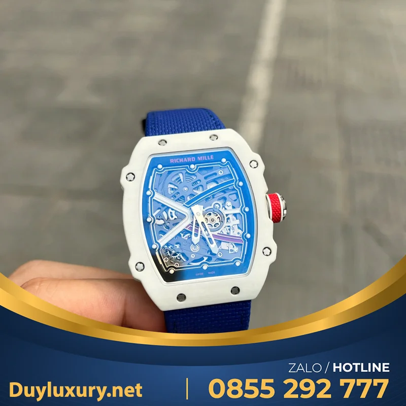 Đồng Hồ Richard Mille Chế Tác RM67-02 Vỏ Carbon White Ceramic France Replica 38.7×47.52mm