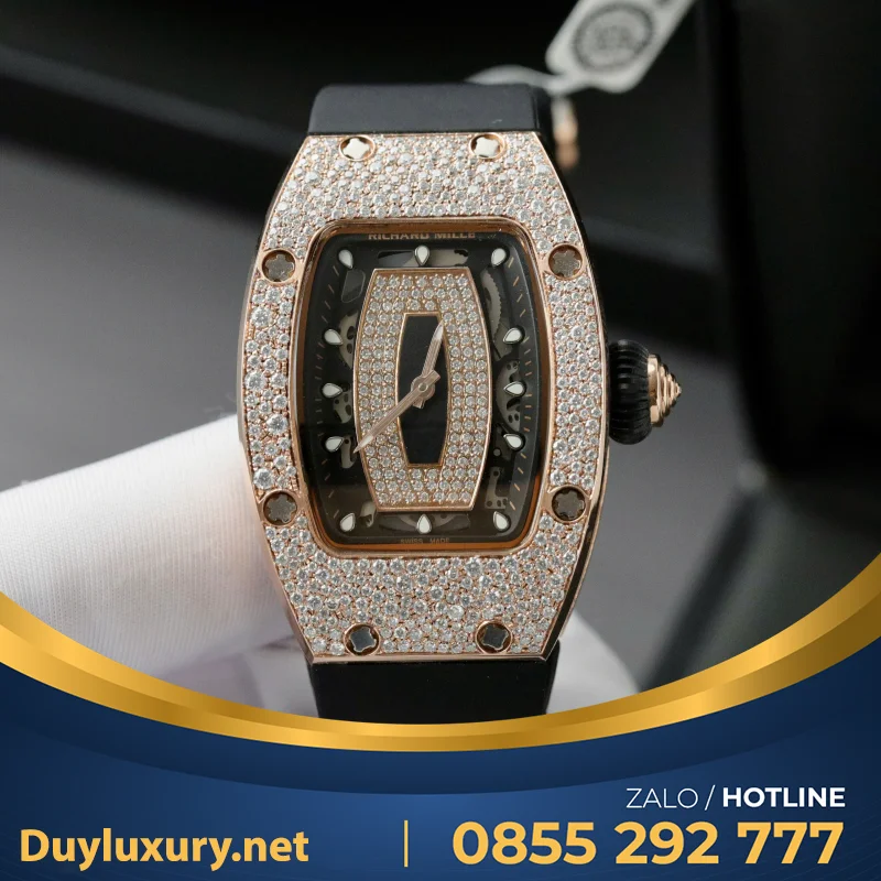 Đồng Hồ Richard Mille RM07-01 Replica 11 Nữ Đính Đá Dây Cao Su Xưởng ZF 36mm