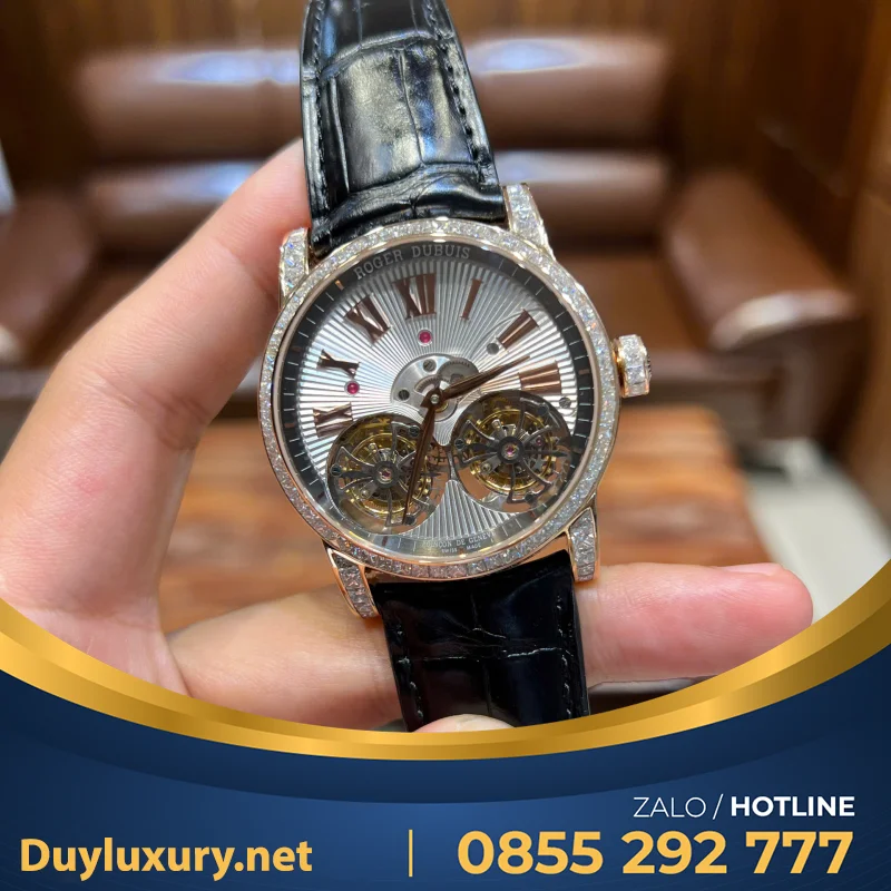 Đồng Hồ Roger Dubuis Chế Tác Vàng Hồng 18k Kim Cương Thiên Nhiên
