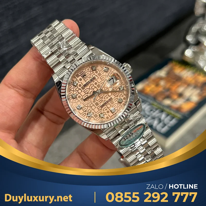 Đồng Hồ Rolex Datejust 126234 Mặt Số Vi Tính Màu Hồng Chế Tác Nhà Máy Clean 36Mm