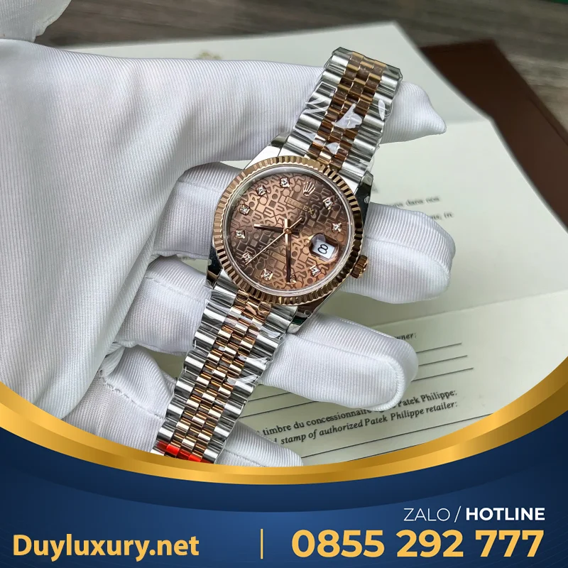 Đồng Hồ Rolex Datejust 126234 Mặt Số Vi Tính Màu Hồng Chế Tác Nhà Máy Clean 36Mm