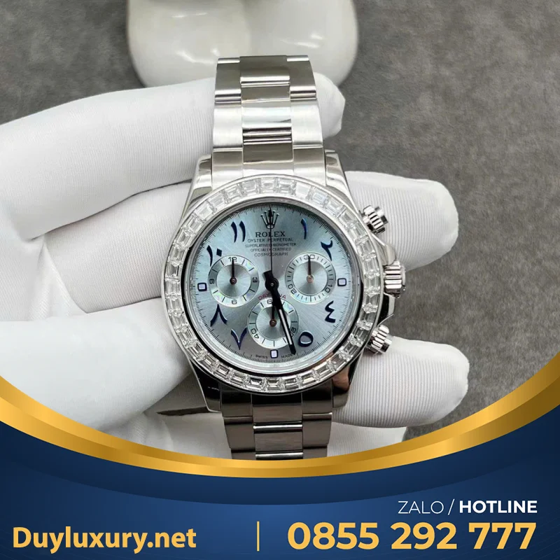 Đồng Hồ Rolex Daytona 116576TBR Chế Tác Platinum Kim Cương Thiên Nhiên Baguette Mặt Số Arabic 40mm