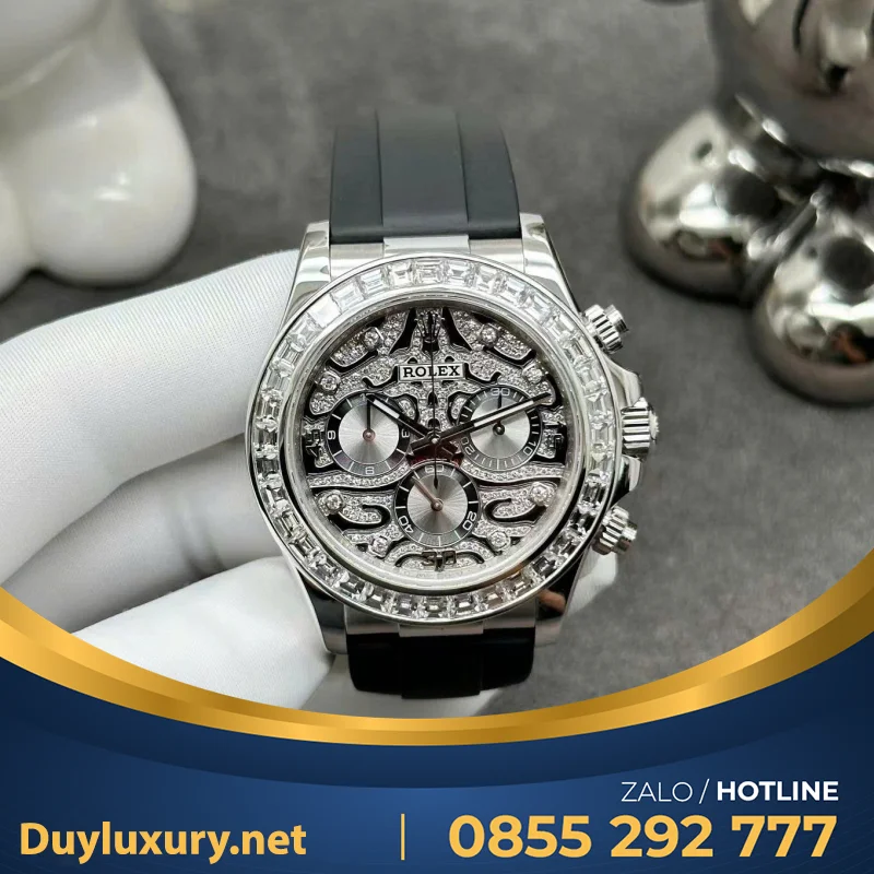 Đồng Hồ Rolex Daytona 116589TBR Eye Of Tiger Chế Tác Vàng Trắng 18k Kim Cương Thiên Nhiên