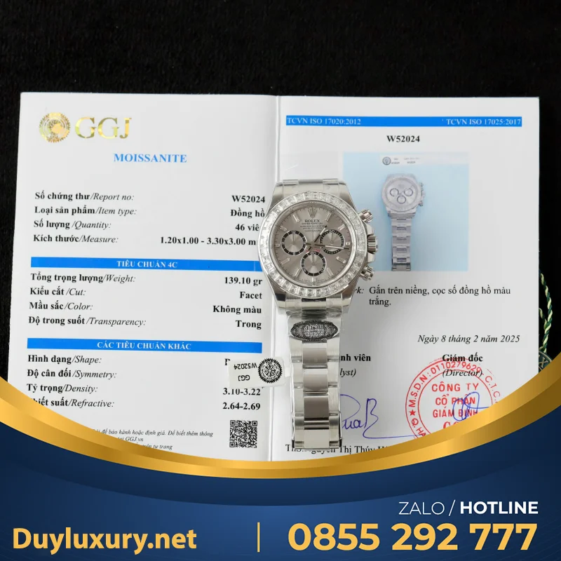 Đồng Hồ Rolex Daytona 126500LN Chế Tác Mặt Độ - Kim Moiss Baguette HK 4131 40mm
