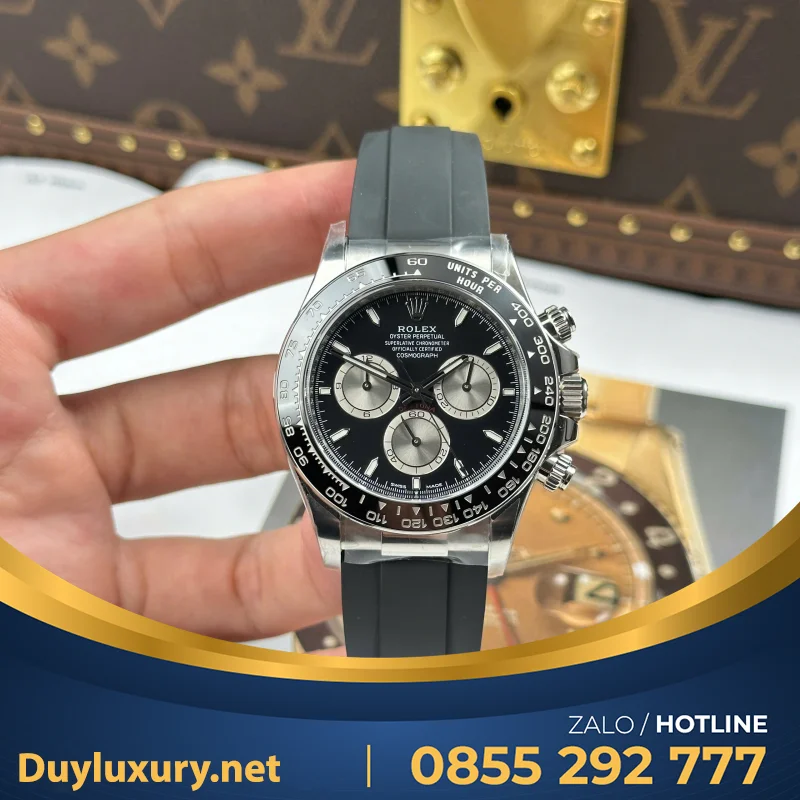 Đồng Hồ Rolex Nam Replica 11 Daytona 126519Ln Mặt Đen Cọc Số Đính Đá Xưởng Vs 40Mm