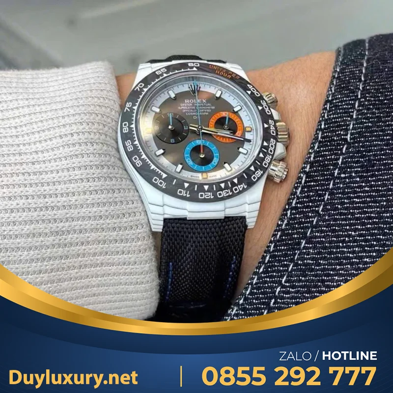 Đồng Hồ Rolex Replica Tốt Nhất Daytona Cosmograph Diw Carbon 40Mm