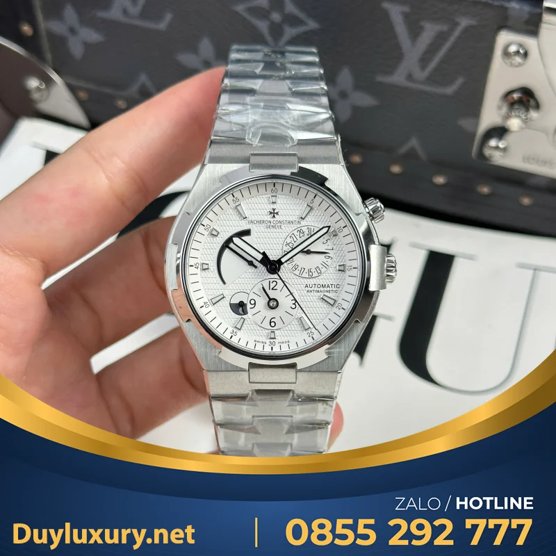 Đồng Hồ Vacheron Constantin Rep Cao Cấp Overseas Dual Time 47450 Màu Trắng 9F 42mm